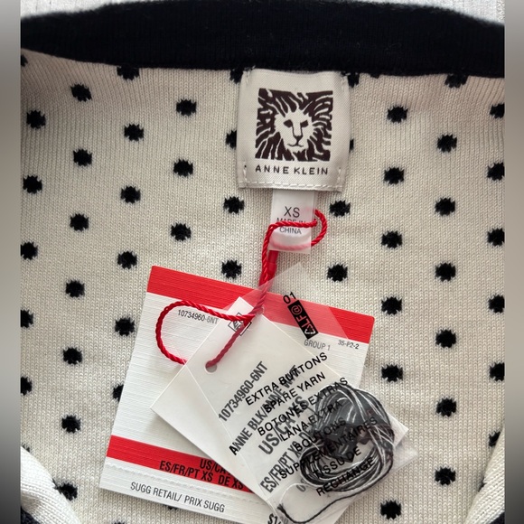 ANNE KLEIN POLKA DOT CARDIGAN NWT SIZE XS - Picture 8 of 11